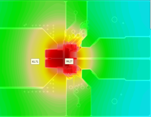 The temperature field correlates with the design